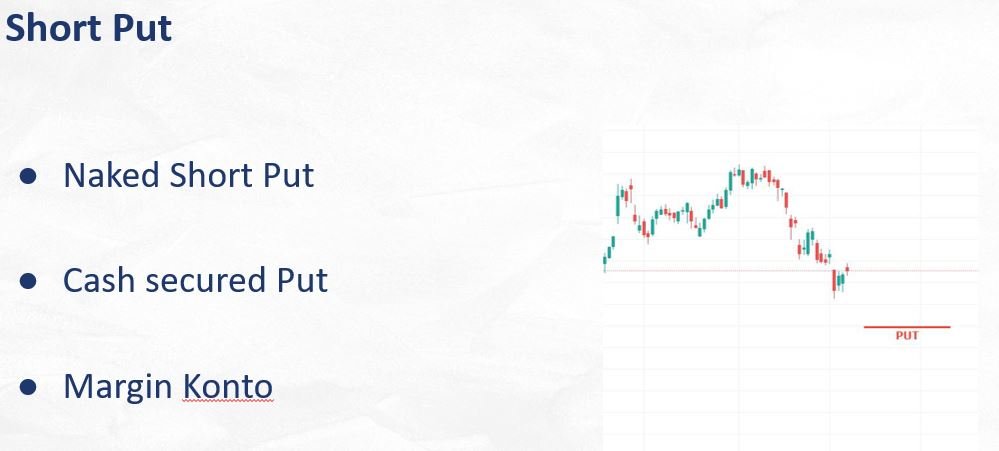 Short Put einmal nackt - also naked short put - und als gedeckter Put - also cash secured put.