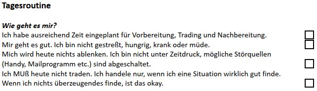 Tagesroutine Morgenroutine Trading Organisation wichtige Punkte