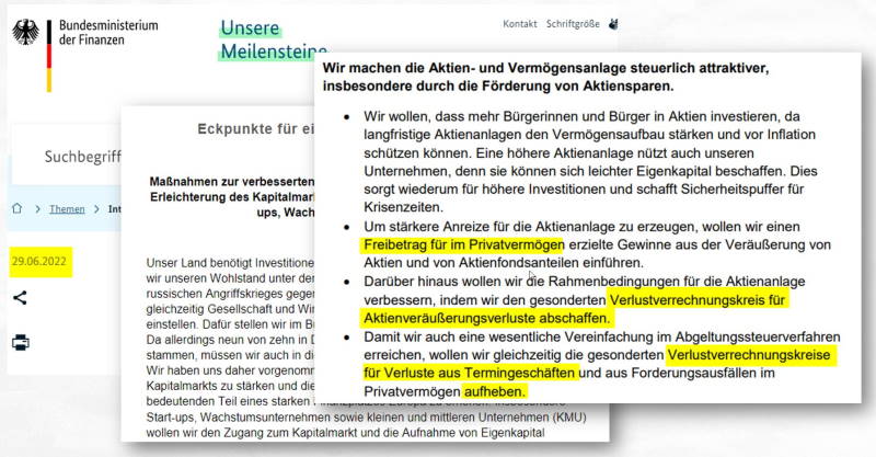Zukunftsfinanzierungsgesetz Aktien Trading privat attraktiver Steuererleichterung Freibetrag Verlustverrechnungskreis abschaffen